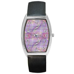 Purple Background Abstract Pattern Barrel Style Metal Watch