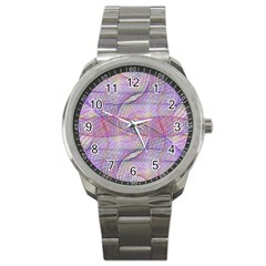 Purple Background Abstract Pattern Sport Metal Watch