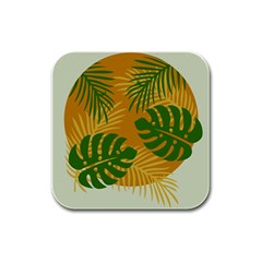 Leaf Leaves Nature Green Autumn Rubber Square Coaster (4 Pack) 