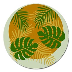 Leaf Leaves Nature Green Autumn Magnet 5  (round) by Sudhe