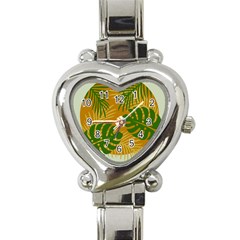 Leaf Leaves Nature Green Autumn Heart Italian Charm Watch