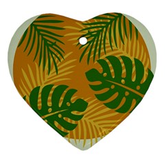 Leaf Leaves Nature Green Autumn Heart Ornament (two Sides)