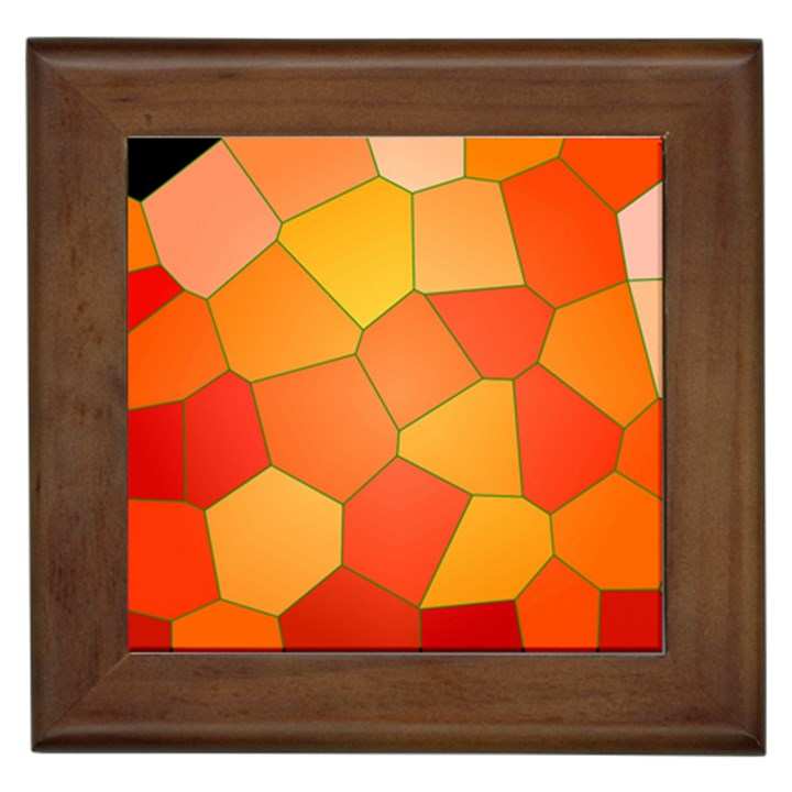 Background Pattern Of Orange Mosaic Framed Tiles