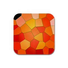 Background Pattern Of Orange Mosaic Rubber Square Coaster (4 Pack) 