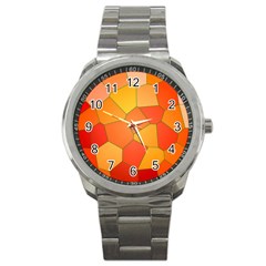 Background Pattern Of Orange Mosaic Sport Metal Watch by Sudhe