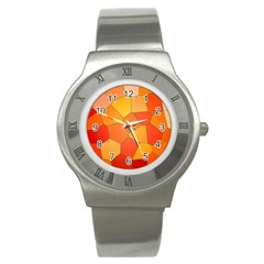 Background Pattern Of Orange Mosaic Stainless Steel Watch