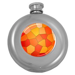 Background Pattern Of Orange Mosaic Round Hip Flask (5 Oz)