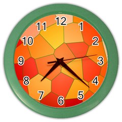 Background Pattern Of Orange Mosaic Color Wall Clock