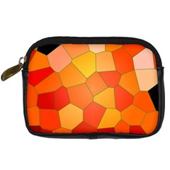 Background Pattern Of Orange Mosaic Digital Camera Leather Case by Sudhe