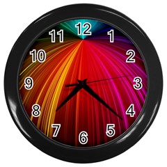 Background Color Colorful Rings Wall Clock (black)