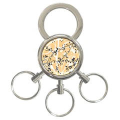 Floral Pattern Background 3-ring Key Chains