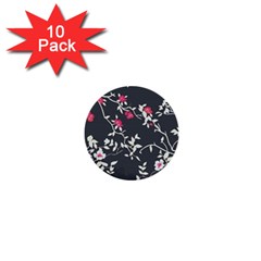 Black And White Floral Pattern Background 1  Mini Buttons (10 Pack)  by Sudhe