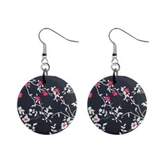 Black And White Floral Pattern Background Mini Button Earrings