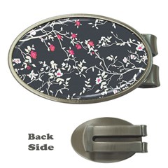 Black And White Floral Pattern Background Money Clips (oval) 
