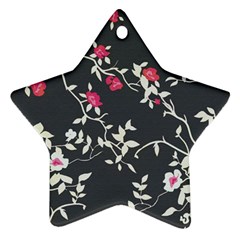 Black And White Floral Pattern Background Star Ornament (two Sides)