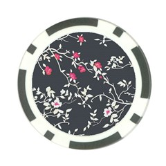 Black And White Floral Pattern Background Poker Chip Card Guard