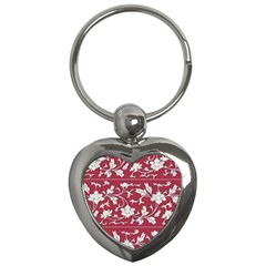 Floral Pattern Background Key Chains (heart) 