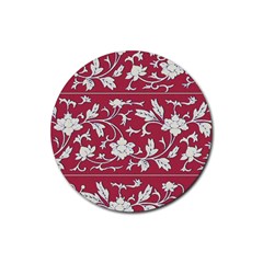 Floral Pattern Background Rubber Coaster (round) 
