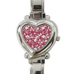 Floral Pattern Background Heart Italian Charm Watch