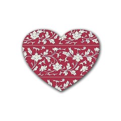 Floral Pattern Background Heart Coaster (4 Pack) 