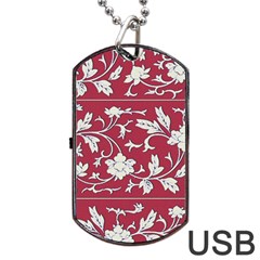 Floral Pattern Background Dog Tag Usb Flash (one Side) by Sudhe