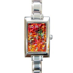 Random Colored Light Swirls Rectangle Italian Charm Watch