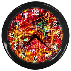 Random Colored Light Swirls Wall Clock (black)