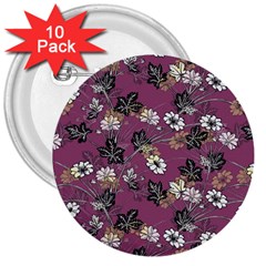 Beautiful Floral Pattern Background 3  Buttons (10 Pack) 