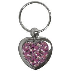 Beautiful Floral Pattern Background Key Chains (heart) 