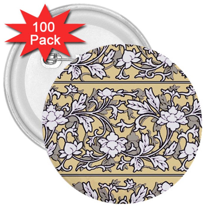 Floral Pattern Background 3  Buttons (100 pack) 