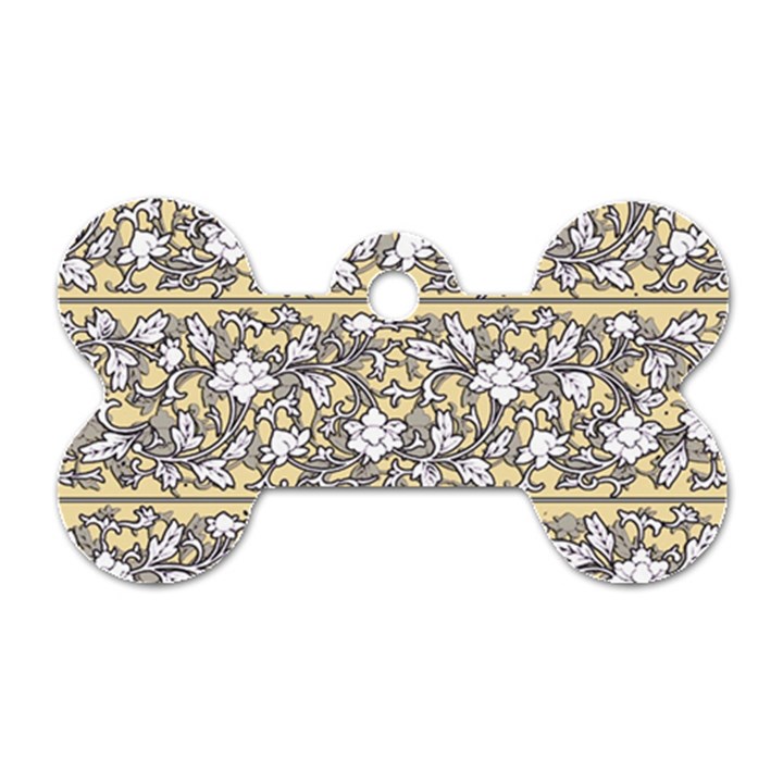 Floral Pattern Background Dog Tag Bone (One Side)