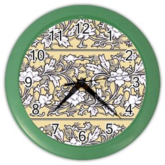 Floral Pattern Background Color Wall Clock