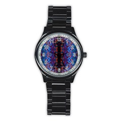 Kaleidoscope Art Pattern Ornament Stainless Steel Round Watch by Sudhe