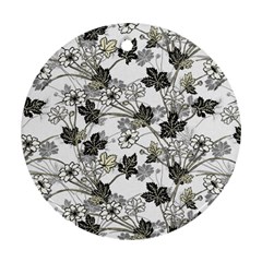 Black And White Floral Pattern Background Ornament (round)