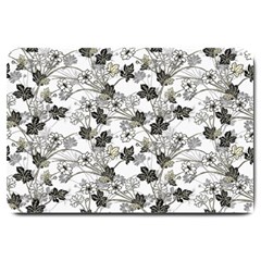 Black And White Floral Pattern Background Large Doormat 