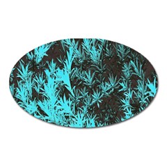 Blue Etched Background Oval Magnet