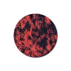 Orange Etched Background Rubber Round Coaster (4 Pack) 