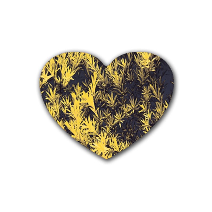 Artistic Yellow Background Rubber Coaster (Heart) 