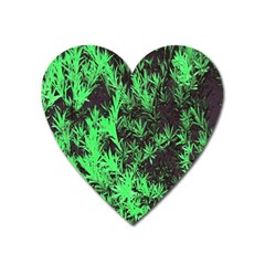 Green Etched Background Heart Magnet