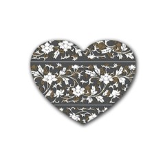 Floral Pattern Background Heart Coaster (4 Pack) 