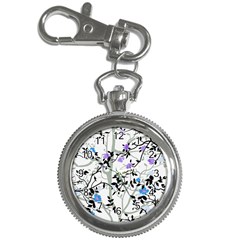 Floral Pattern Background Key Chain Watches