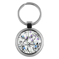 Floral Pattern Background Key Chains (round) 