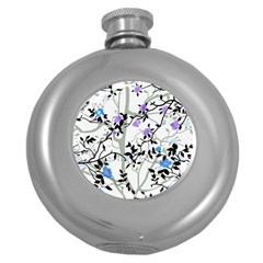 Floral Pattern Background Round Hip Flask (5 Oz) by Sudhe