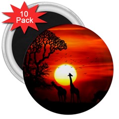 Animals Birds Dawn Giraffe 3  Magnets (10 Pack) 