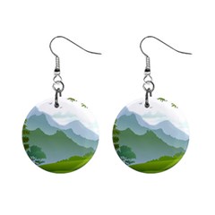 Forest Landscape Photography Illustration Mini Button Earrings