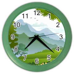 Forest Landscape Photography Illustration Color Wall Clock