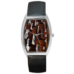 Abstract Architecture Building Business Barrel Style Metal Watch