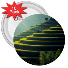 Scenic View Of Rice Paddy 3  Buttons (10 Pack)  by Sudhe