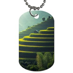 Scenic View Of Rice Paddy Dog Tag (one Side)