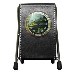 Scenic View Of Rice Paddy Pen Holder Desk Clock